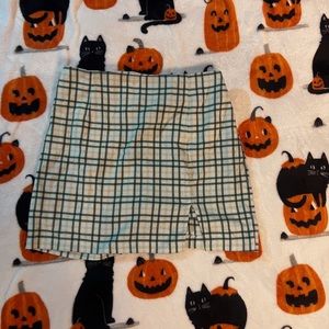 plaid dark green and light green skirt, very soft and comfy material
